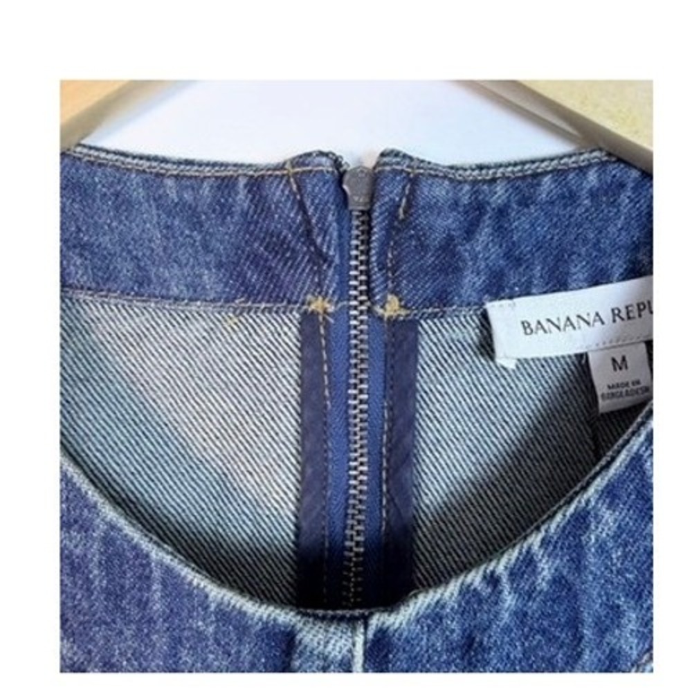 Banana Republic Jean Midi Dress M Zip Sleeveless Utility Western Casual Denim - Picture 3 of 11